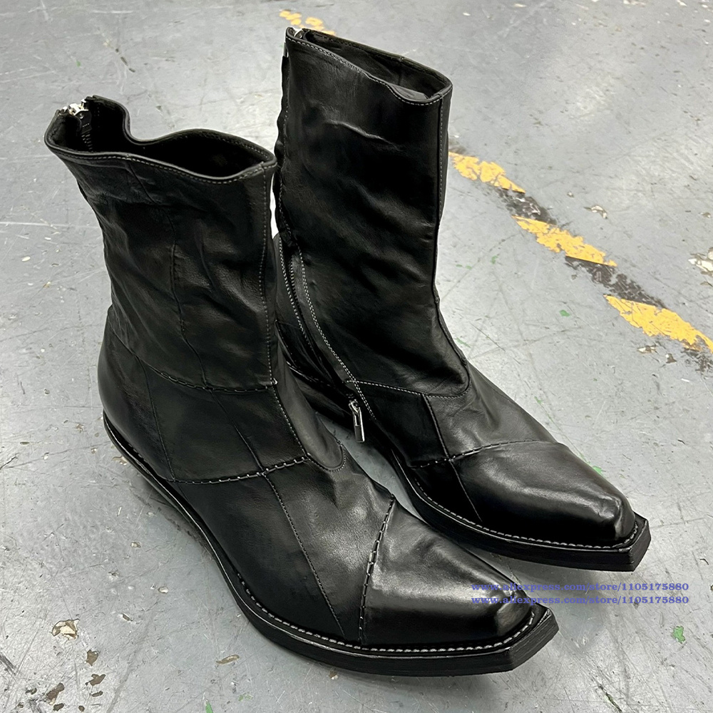 Chelsea Boots Men - Schwarze Lederstiefel für Herren, spitzer Zehenbereich,