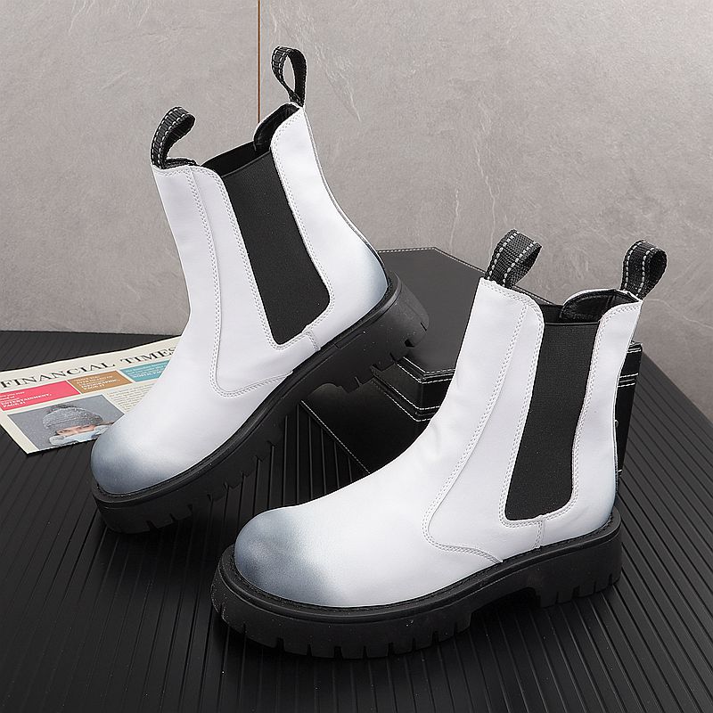 Chelsea Boots Men - Herren Luxus Mode Echtleder Stiefel Schwarz