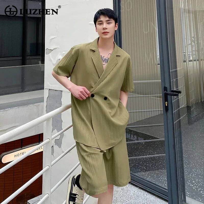 Men'S Fashion 2026 - LUZHEN Elegante Herren-Sommer-Sets 2026: Zweiteilige, einfarbige