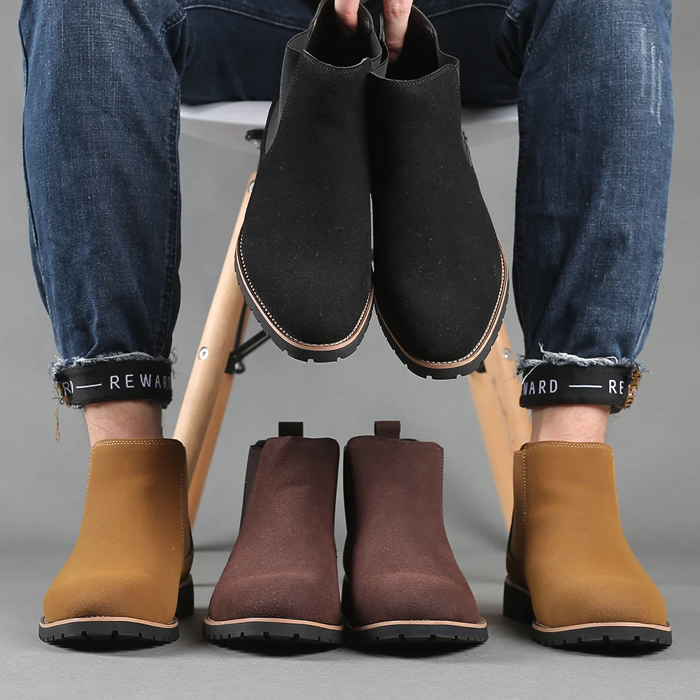 Chelsea Boots Men - Herren-Stiefeletten, britischer Stil, Wildlederstiefel, modische Chelsea-Stiefel
